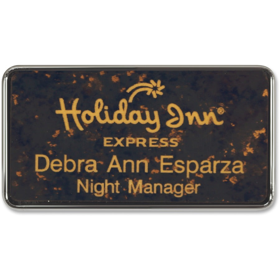 Xstamper Framed Name Badge With Logo - Logo Design - 1.5" Width x 3" Height - Rectangular Shape - Durable - Plastic - 1 Each