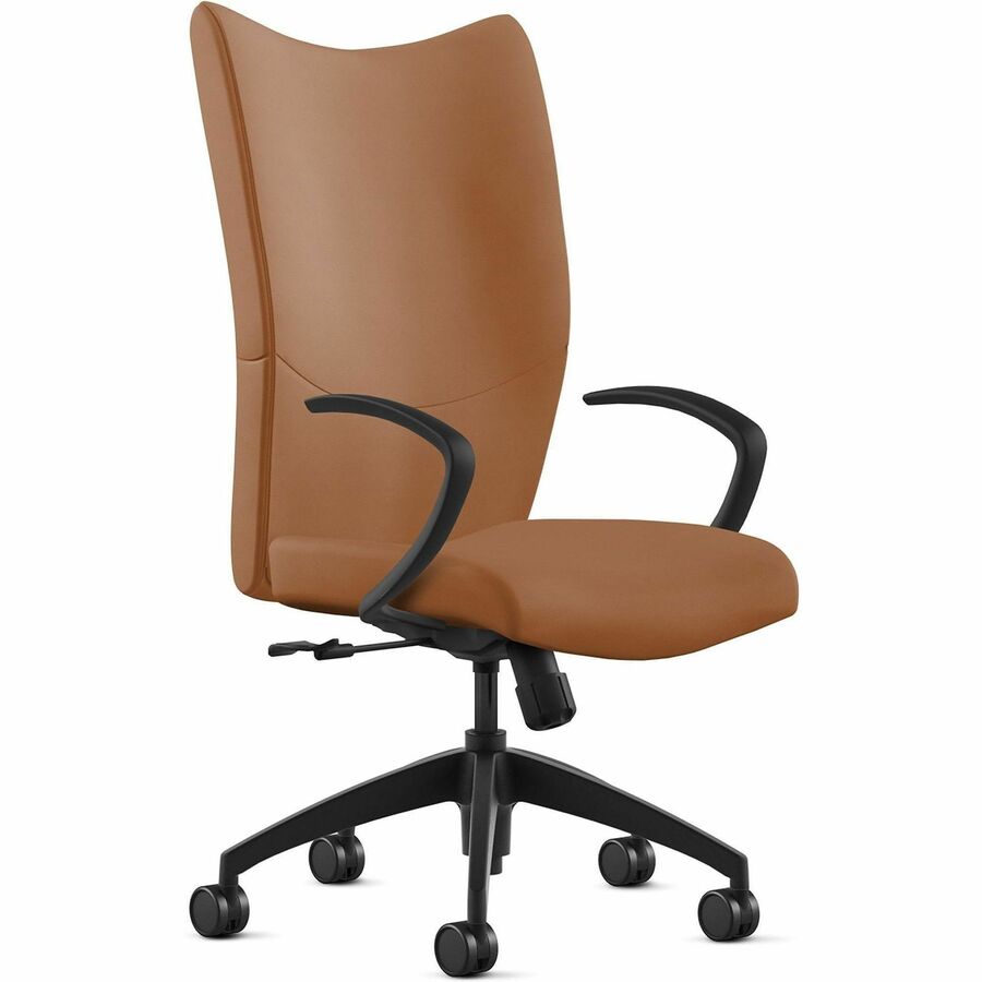 9 to 5 Seating High-Back Conference & Management - Camel Seat Color - Leather Seat Material - Camel Back Color - Leather Back Material - High Back - 5-star Base - 1 Each