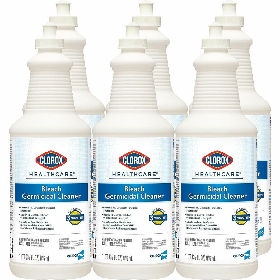 Clorox Healthcare Pull-Top Bleach Germicidal Cleaner - For Multipurpose - Ready-To-Use - Liquid - 32 fl oz (1 quart) - Recommended For: Germs Remover, Virus Remover, Soil Remover, Bacteria Remover, Fungi Remover, Mold Remover, Mildew Remover - Disinfec...