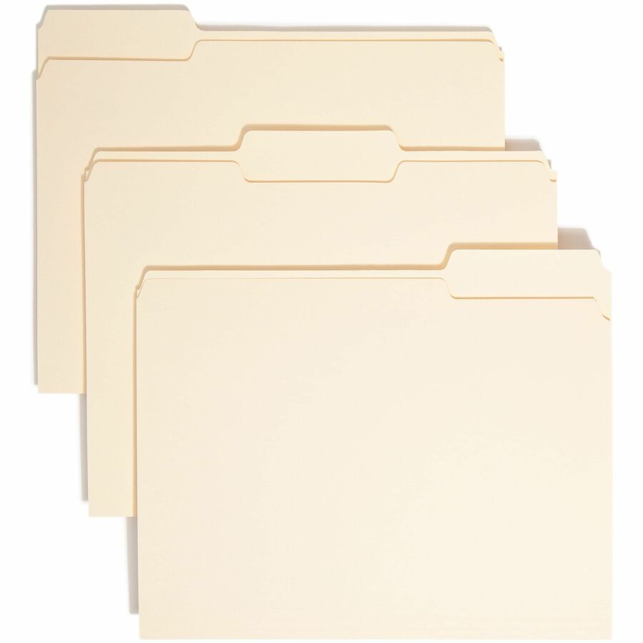 Smead 1/3 Tab Cut Letter Top Tab File Folder - 8 1/2" x 11" - 3/4" Expansion - Top Tab Location - Assorted Tab Position - 11 pt. - 1 Plys - Manila - Sturdy, Rounded Corner - 10% Recycled - 100/Box - 5 / Carton