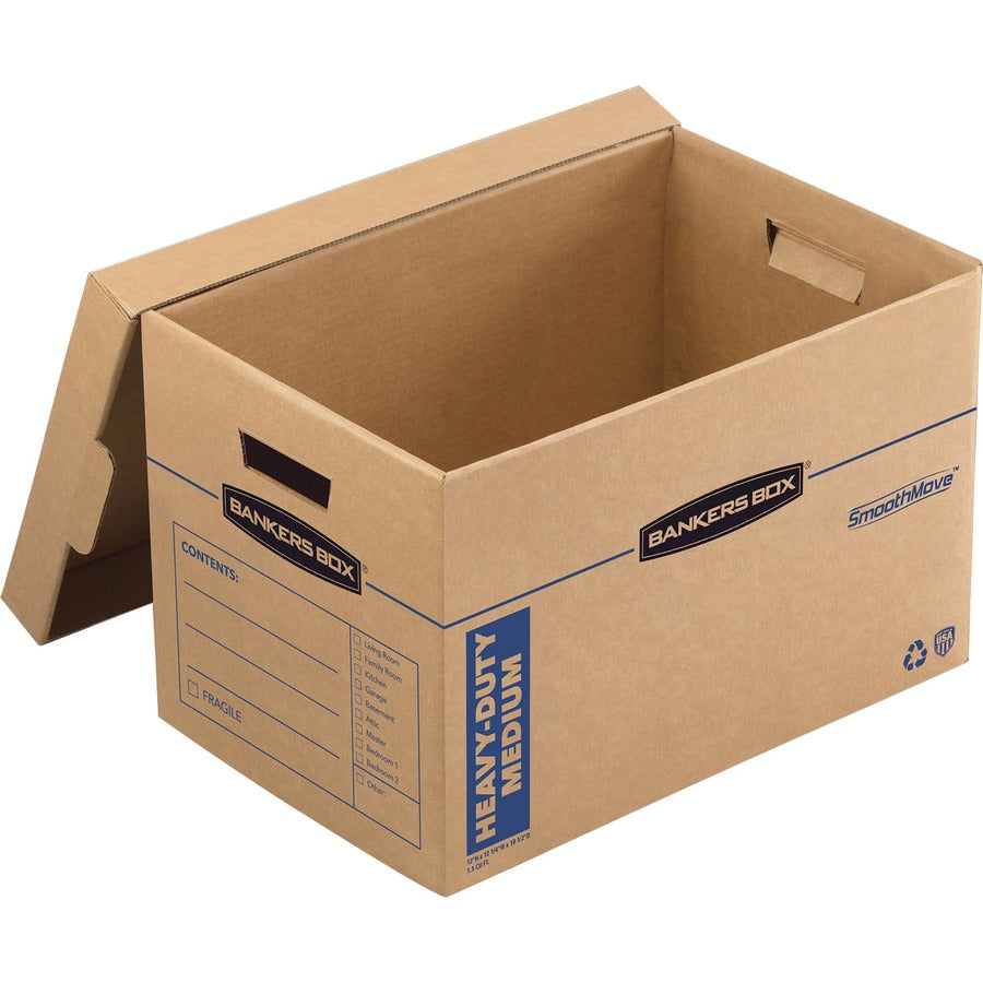 Bankers Box SmoothMove Maximum Strength Moving Boxes - Internal Dimensions: 12.25" Width x 18.50" Depth x 12" Height - External Dimensions: 13.1" Width x 20.1" Depth x 12.4" Height - Lift-off Closure - Triple End/Double Side/Double Bottom Wall - Stacka...