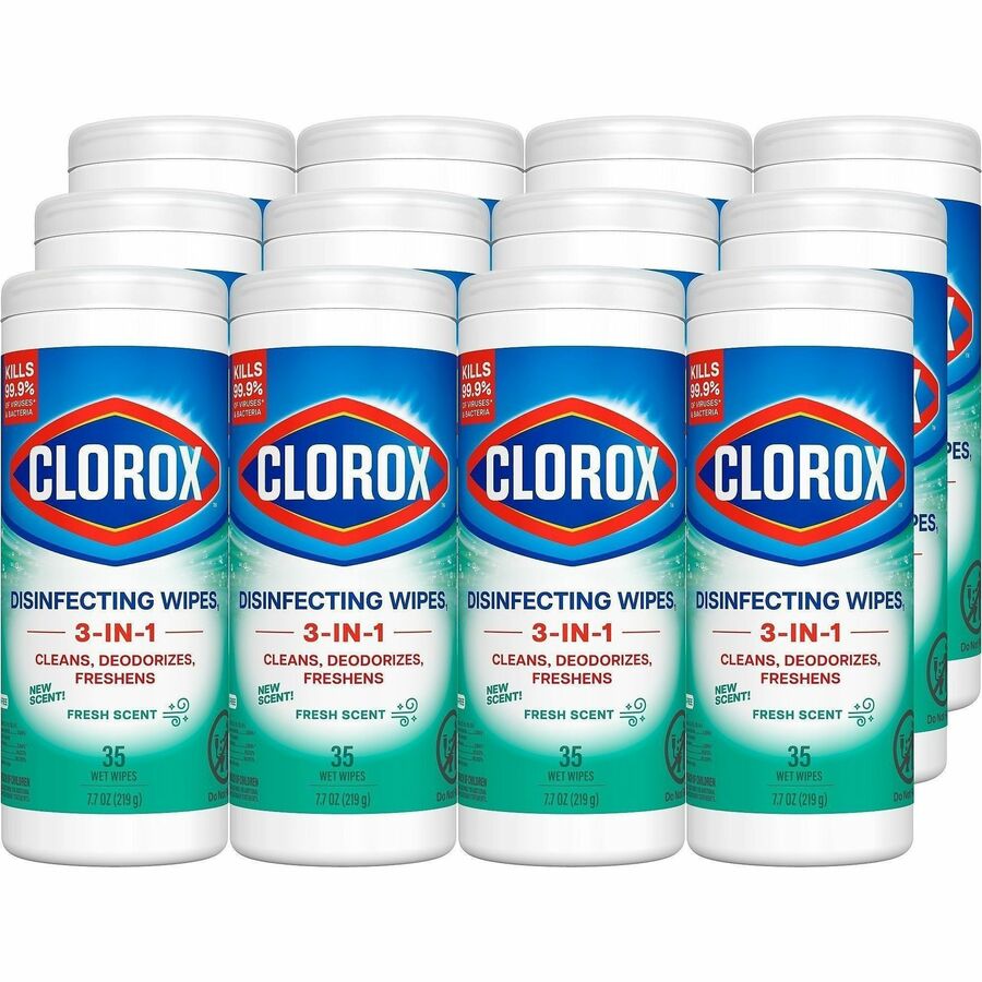 Clorox Disinfecting Cleaning Wipes - Ready-To-Use - Fresh Scent - Anti-bacterial, Textured, Bleach-free - Green - 35/Tub - 35 / Bundle