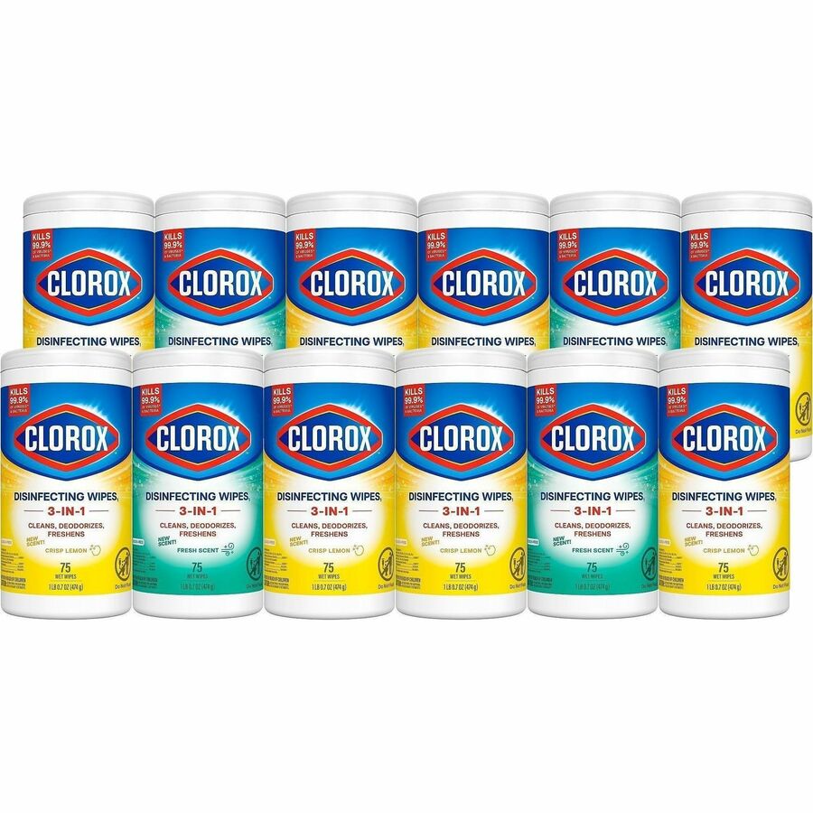 Clorox Disinfecting Bleach Free Cleaning Wipes Value Pack - For Multi Surface, Multipurpose - Ready-To-Use - Wipe - Crisp Lemon, Fresh Scent - Recommended For: Grease Remover, Soap Scum Remover, Grime Remover, Germs Remover, Bacteria Remover, Dust Mite...