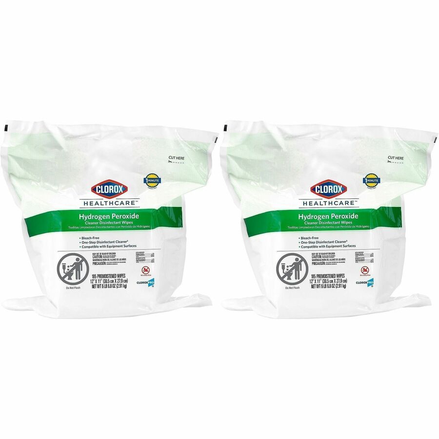Clorox Healthcare Hydrogen Peroxide Cleaner Disinfectant Wipes Bucket Refill - For Multi Surface, Multipurpose - Wipe - 11" Length x 12" Width - Recommended For: Bacteria Remover, Fungi Remover, Virus Remover, Germs Remover - Bleach-free, Antibacterial...