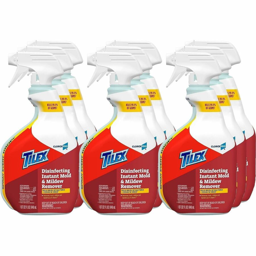 CloroxPro™, Tilex Disinfecting Instant Mold and Mildew Remover Spray - For Multipurpose - Spray - 32 fl oz (1 quart) - Recommended For: Mildew Remover, Stain Remover, Mold Remover, Spore Remover, Germs Remover - Disinfectant, Antibacterial - White...