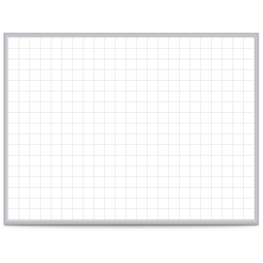 Ghent Grid Whiteboard - 36" (3 ft) Width x 24" (2 ft) Height - White Steel Surface - Satin Aluminum Frame - Rectangle - Horizontal - Magnetic - Grid Pattern, Stain Resistant, Ghost Resistant, Fade Resistant, Accessory Tray - 1 Each - TAA Compliant