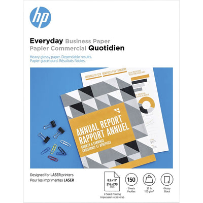 HP 32 lb. Laser Printer Paper - 95 Brightness - Letter - 8 1/2" x 11" - 32 lb Basis Weight - 120 g/m², Grammage - Glossy - White - 1 Pack