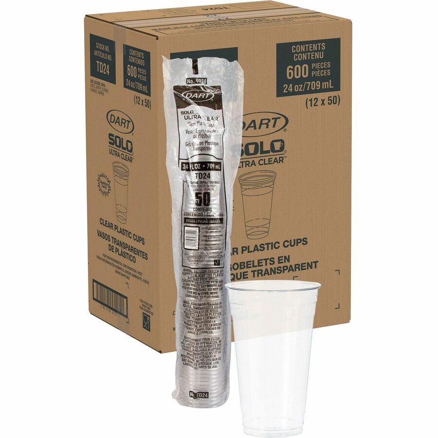 Solo Ultra Clear 24 oz Cold Cups - 24 fl oz - Clear - Cold Drink, Beverage - 50/Bag - 12 / Carton