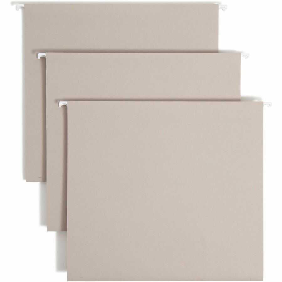 Smead TUFF 1/3 Tab Cut Letter Hanging Folder - 8 1/2" x 11" - 3" Expansion - Top Tab Location - Assorted Tab Position - Steel Gray - Bend Resistant, Heavy Duty, Tear Resistant, Reinforced Rod - 10% Recycled - 18 / Box