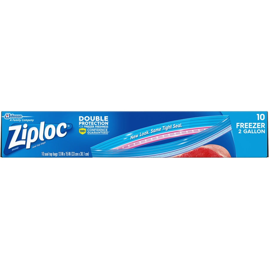 Ziploc®, 2-Gallon Freezer Bags - Extra Large Size - 2 gal Capacity - 13" - Zipper Closure - Clear - Food, Money, Meat, Poultry, Fish, Soup - 10 / Box