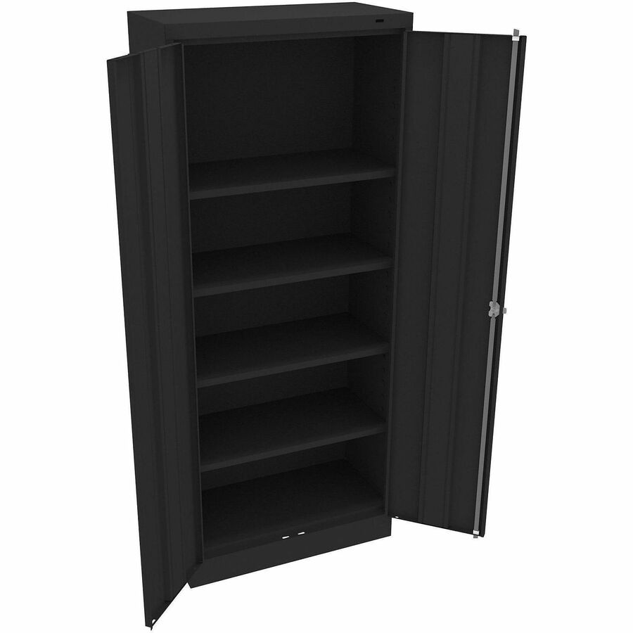 Tennsco Standard-Size Storage Cabinet - 30" Width x 15" Depth x 72" Height - 4 x Shelf(ves) - Standard Door(s) - Welded, Reinforced Door, Heavy Duty, Hinged Door, Locking System, Ventilated, Locking Handle, Adjustable Shelf, Locking Door - Black - Stee...