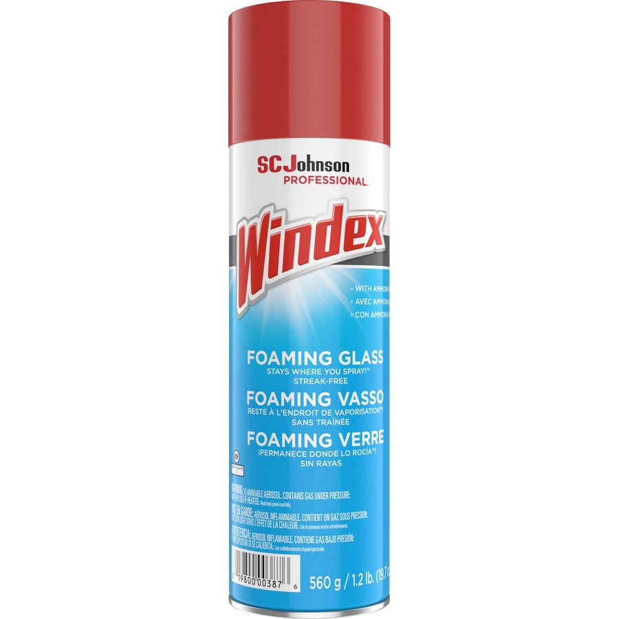 Windex®, Foaming Glass Cleaner - 19.7 fl oz (0.6 quart) - Streak-free, Versatile, Drip-free - White - 6 / Carton
