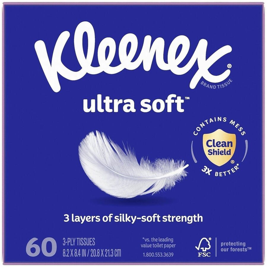 Kleenex Ultra Soft Tissues - 3 Ply - WhiteBox - 65/Box - 1 Each