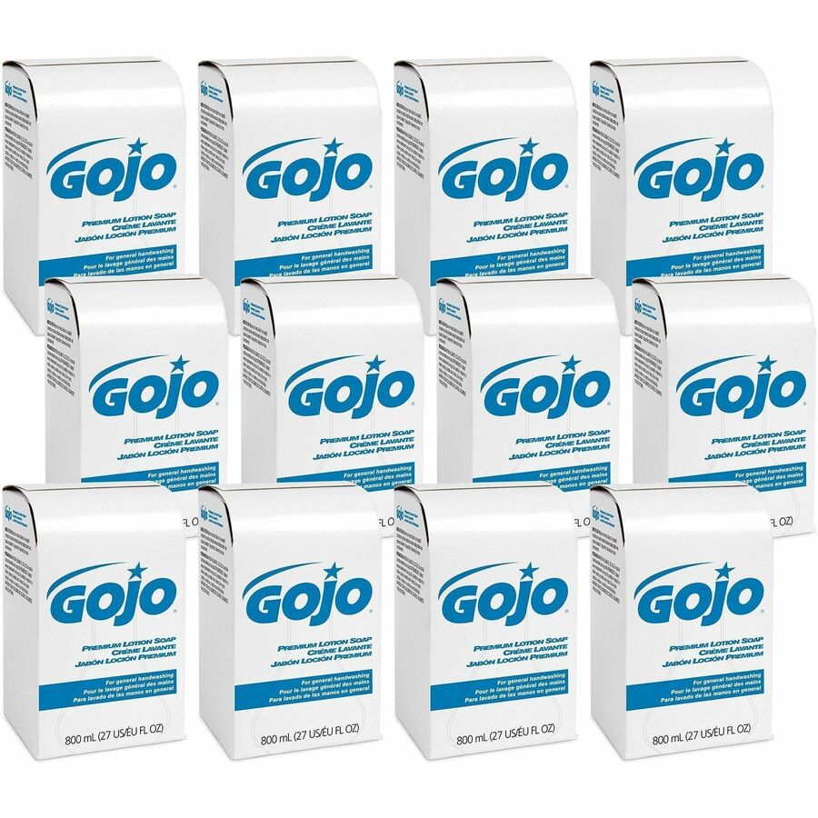 Gojo®, Premium Lotion Soap - Waterfall Scent - 27.05 fl oz - Kill Germs, Bacteria Remover, Dirt Remover - Hand, Skin - Moisturizing - Bio-based, Dye-free - 12 / Carton
