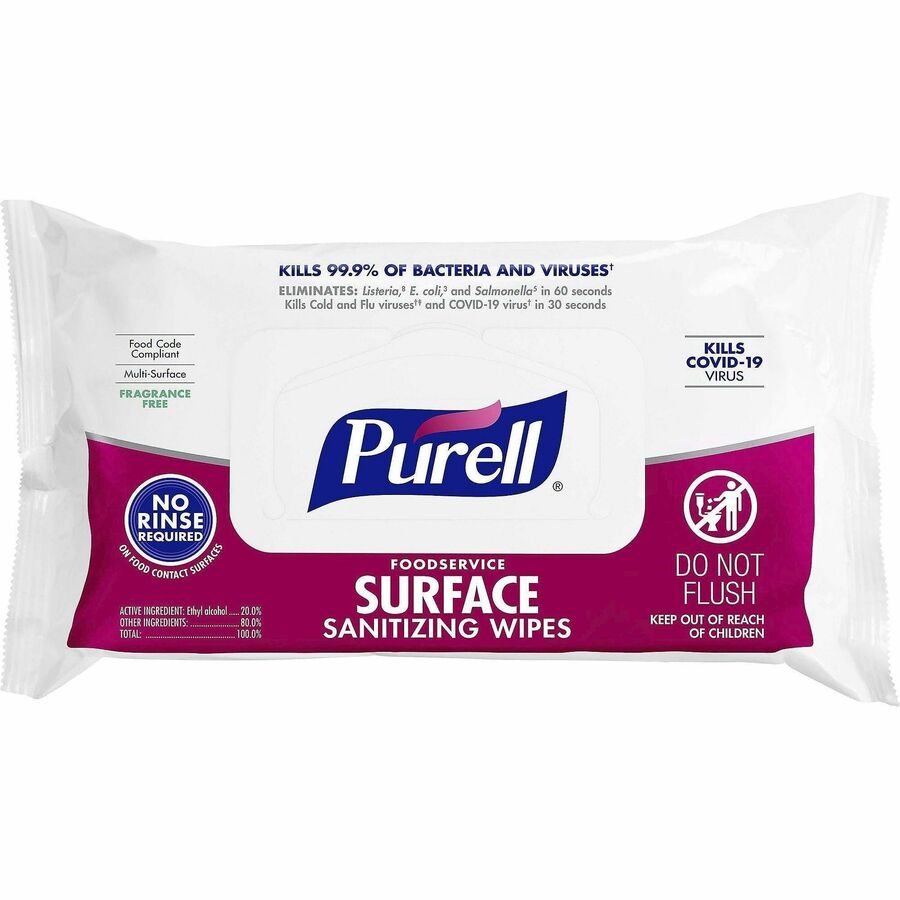 PURELL®, Foodservice Surface Sanitizing Wipes - White - 72 / Pack
