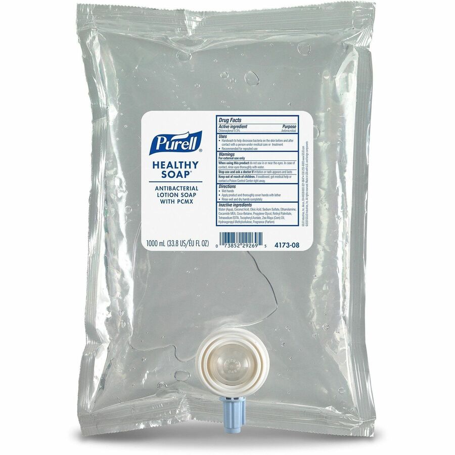 PURELL®, HEALTHY SOAP PCXM Antibacterial Lotion Soap - 1.06 quart - Kill Germs - Hand, Skin - Antibacterial - Clear - Refillable, Triclosan-free - 1 Each