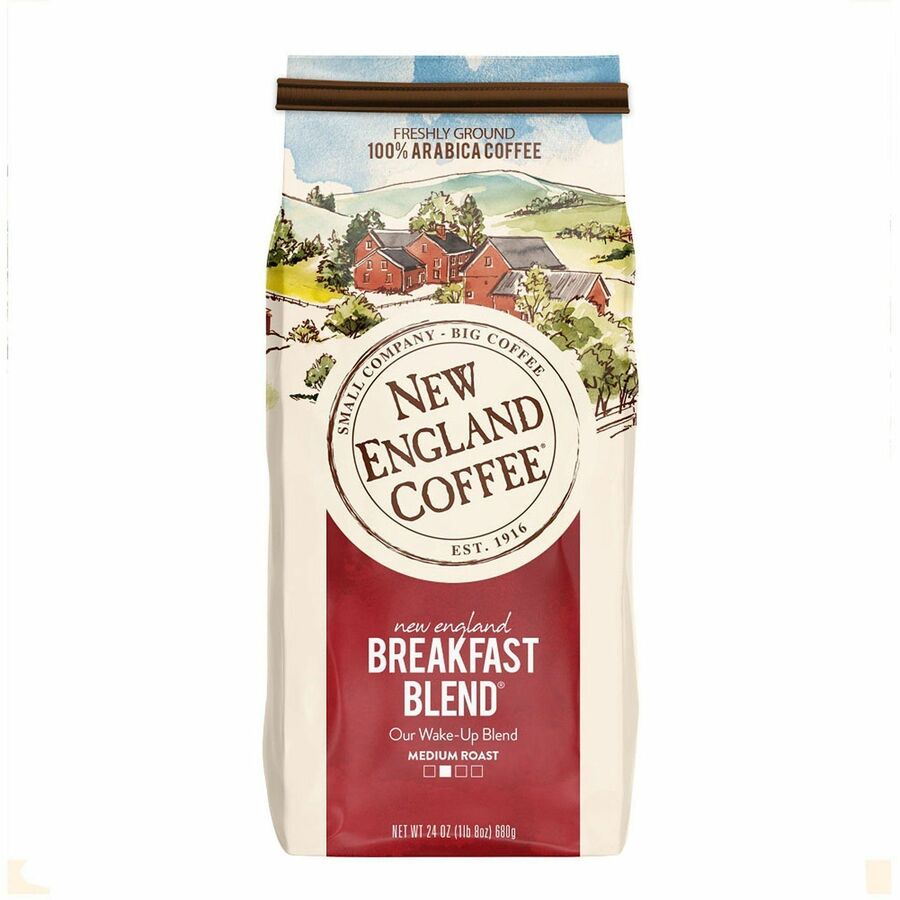 New England Coffee®, Ground Breakfast Blend Coffee - Medium - 24 oz - Ground - Breakfast Blend - 4 / Carton