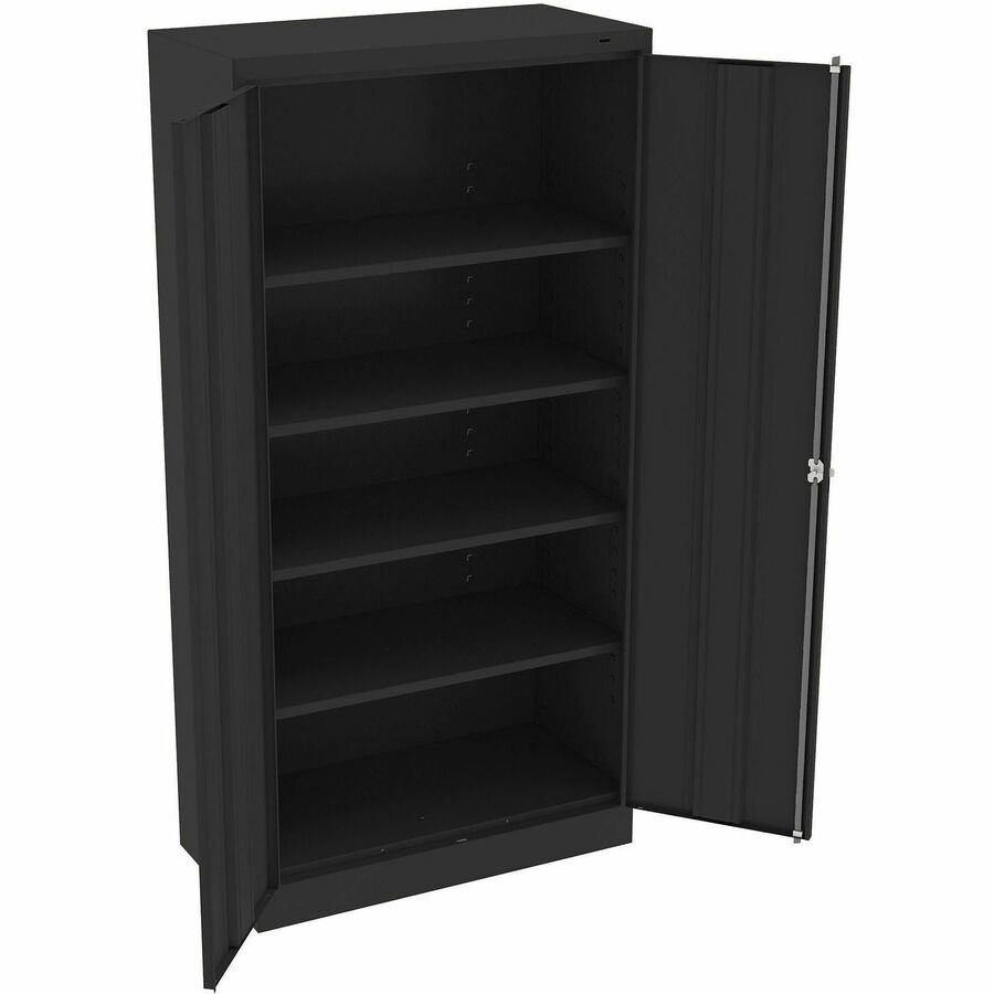 Tennsco Standard-size Storage Cabinet - 36" Width x 18" Depth x 72" Height - Welded, Reinforced Door, Pull Handle, Key Lock - Black - Powder Coated - Steel - Recycled