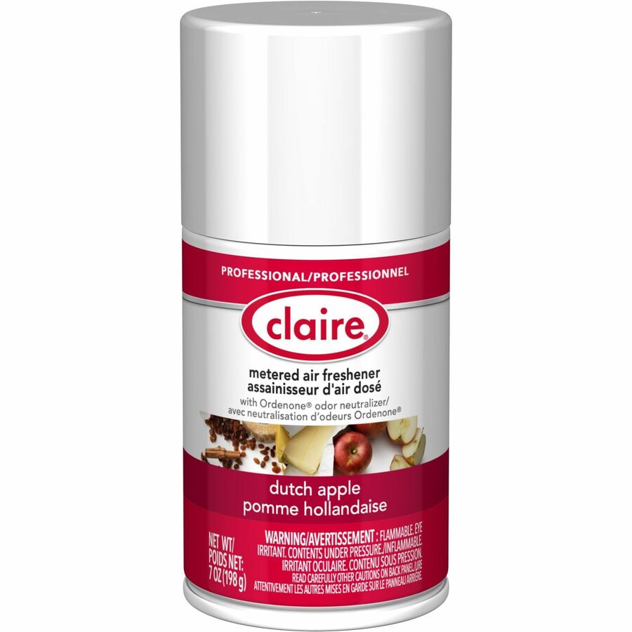Claire Metered Air Freshener with Ordenone - Aerosol - 6000 ft� - 7 fl oz (0.2 quart) - Dutch Apple - 30 Day - Odor Neutralizer - 12 / Carton