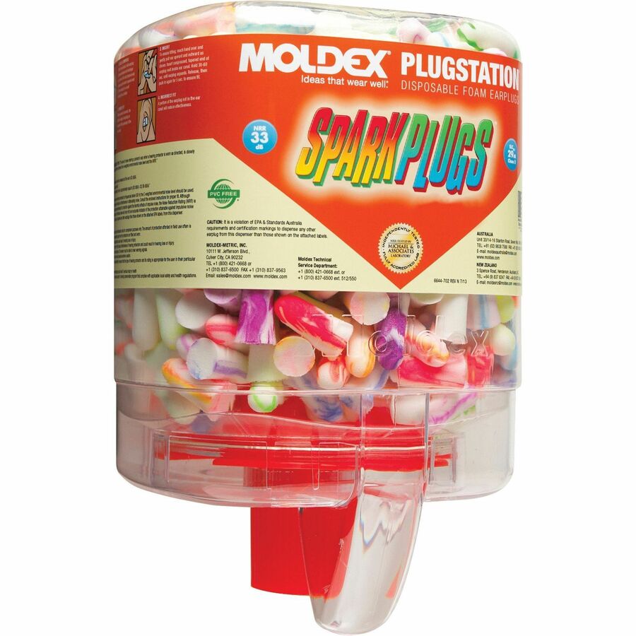 Medline SparkPlugs Disposable Foam Earplug Pairs in Dispenser - Green - 2/Pair - 250 / Bottle