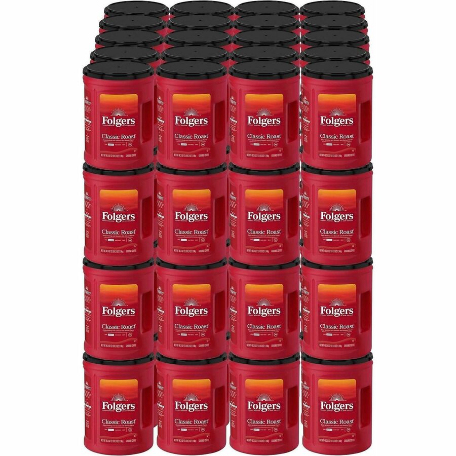 Folgers®, Ground Classic Roast Coffee - Medium - 40.3 oz Per Canister - Ground - Mountain Grown, Classic Roast - Kosher/ - 35 / Pallet