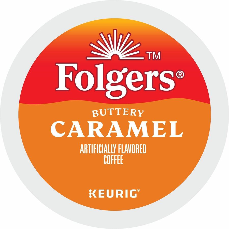 Folgers®, K-Cup Buttery Caramel Coffee - Compatible with Keurig K-Cup Brewer - Medium - 24 K-Cup - K-Cup - Buttery Caramel, Caramel, Arabica - Kosher - 24 / Box