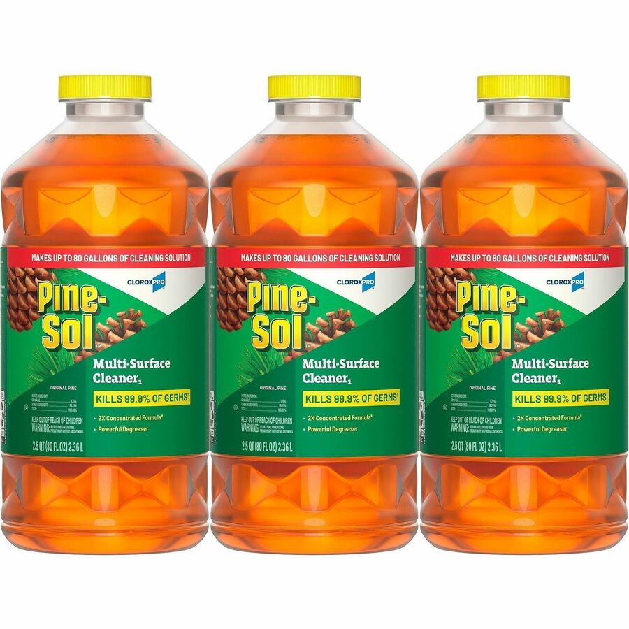 CloroxPro Pine-Sol®, Multi-Surface Cleaner - For Multi Surface - Concentrate - Liquid - 80 fl oz (2.5 quart) - Original Pine Scent - Deodorize, Disinfectant, Dilutable - Yellow - 3 / Carton