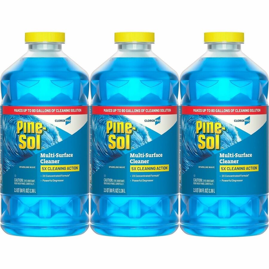 CloroxPro Pine-Sol®, Multi-Surface Cleaner - For Multi Surface - Concentrate - Liquid - 80 fl oz (2.5 quart) - Sparkling Wave Scent - Deodorize, Disinfectant, Dilutable - Blue - 3 / Carton
