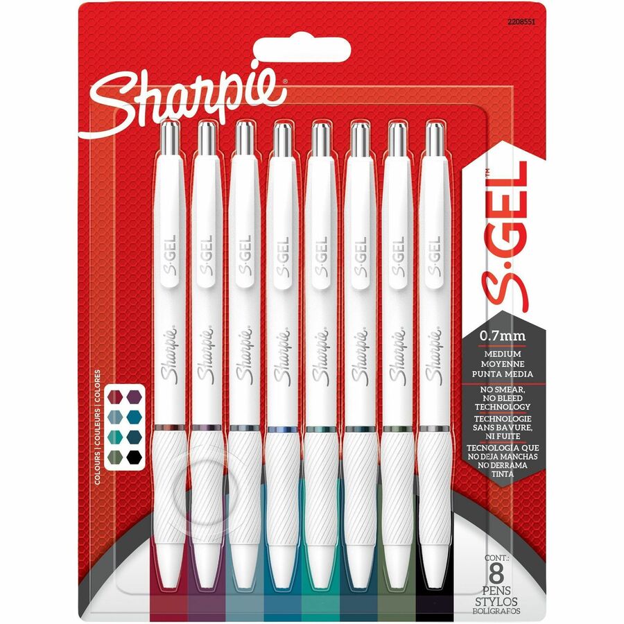 Sharpie S-Gel Pens - Assorted Ink - Gel-based - 8 / Pack
