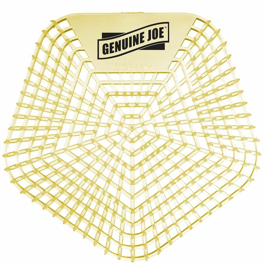 Genuine Joe Urinal Screens - Lasts upto 30 Days - Dual Sided Design - 10 / Carton - Yellow
