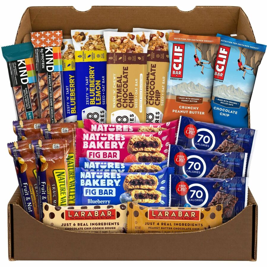 Snack Box Pros Healthy Snack Bar Box - Assorted - 2.56 lb - 21 / Carton