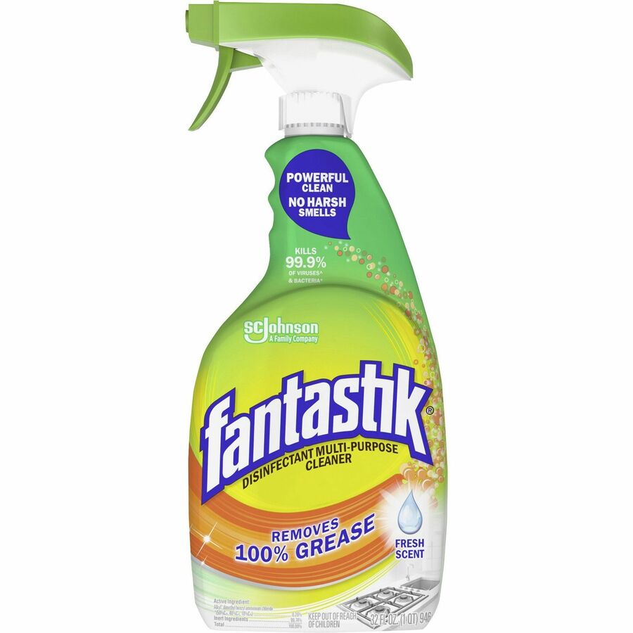 fantastik®, All-Purpose Cleaner - For Multi Surface, Multipurpose - Spray - 32 fl oz (1 quart) - Fresh Scent - Disinfectant, Deodorize, Pleasant Scent - Green - 8 / Carton