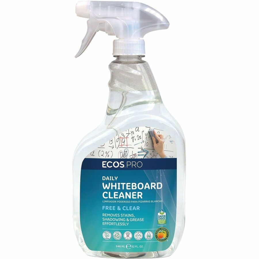 ECOS®, PRO Daily Whiteboard Cleaner - 1 quart - Used as Dirt Remover - pH Balanced, Plant-based - Clear - 6 / Carton