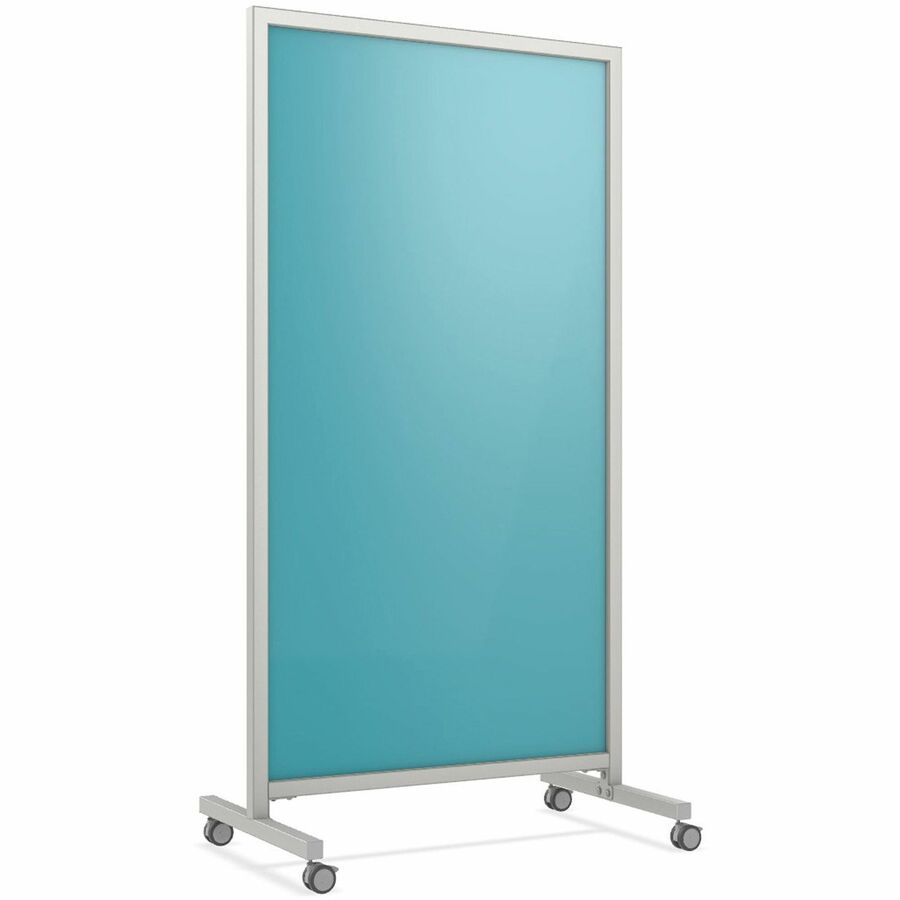 Ghent EZ Mobile Glassboard - 36" (3 ft) Width x 72" (6 ft) Height - Blue Glass Surface - Gray Satin Aluminum, Silver Frame - Double-sided, Durable, Casters, Ghost Resistant, Stain Resistant, Heavy Duty, Locking Casters - Assembly Required - 1 Each