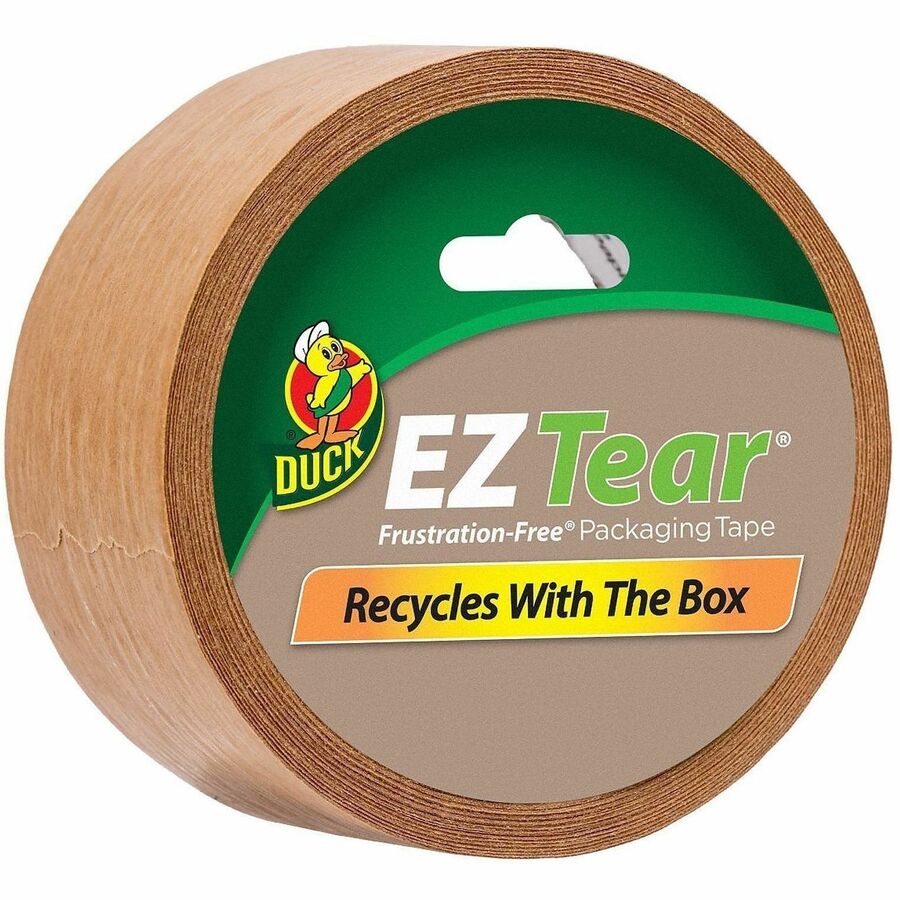 Duck EZ Tear Paper Tape - 25 yd Length x 1.88" Width - Kraft - Paper - Kraft Paper Backing - Rubber Adhesive - For Packaging, Labeling, Sealing - 1 Each
