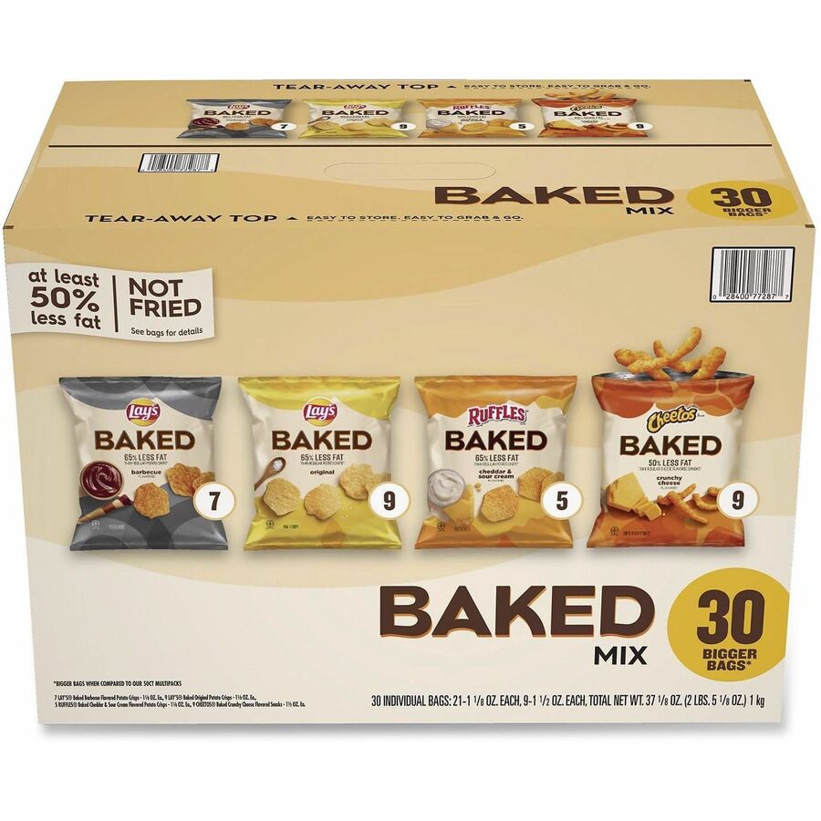 Frito-Lay Baked Snacks Variety Pack - Cheese, Cheddar & Sour Cream, Sour Cream & Onion, Original, Crunchy, Barbeque - 2 / Carton