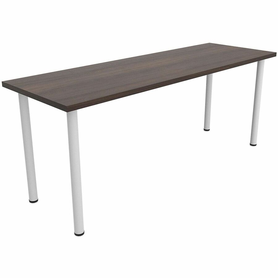 Safco Jurni Multi-Purpose Table with Post Leg & Glides - Laminated Top - Powder Coated Post Leg Base - 72" Table Top Width x 24" Table Top Depth x 1.10" Table Top Thickness - 29" Height - Multipurpose - Assembly Required - Columbian Walnut - Laminate T...