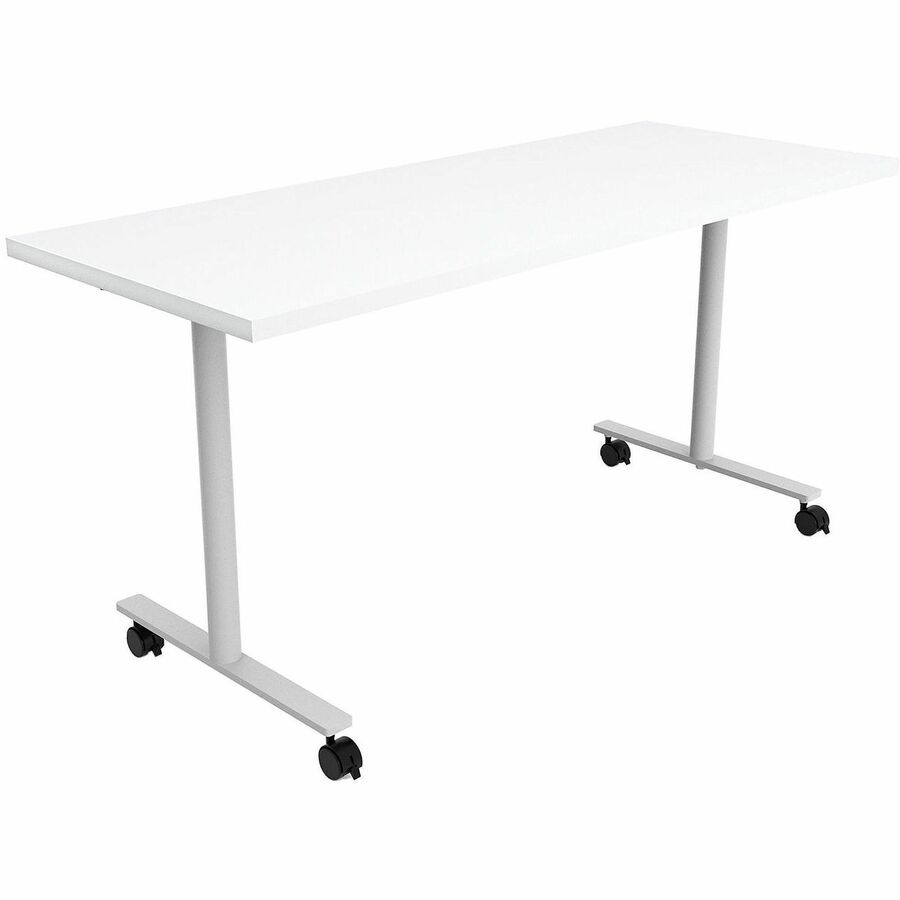 Safco Jurni Multi-Purp. Table w/T-Leg & Casters - Textured T-shaped, Powder Coated Base - 60" Table Top Width x 24" Table Top Depth x 1.10" Table Top Thickness - 29" Height - Multipurpose - Assembly Required - Designer White - Laminate Top Material - 1...