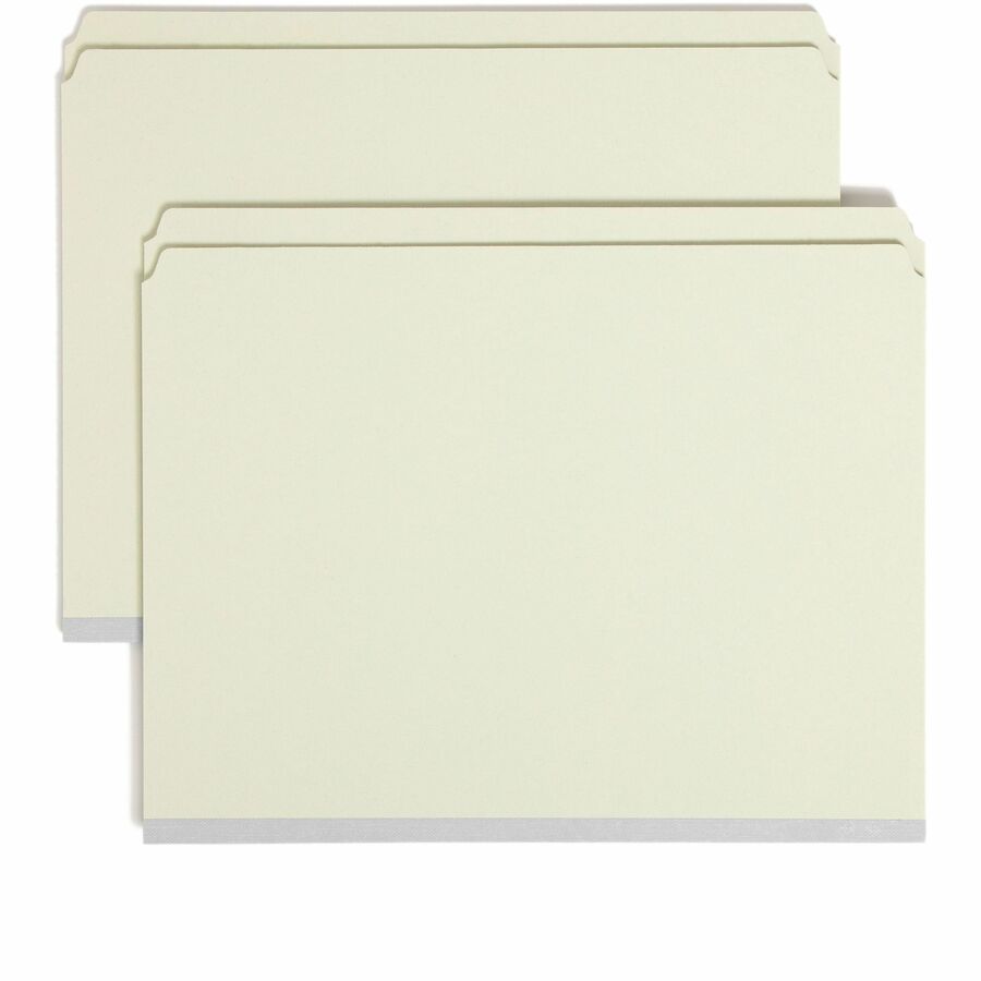 Smead Straight Tab Cut Letter Top Tab File Folder - 8 1/2" x 11" - 1" Expansion - 25 pt. - Pressboard - Gray, Green - Heavy Duty, Wear Resistant, Tear Resistant - 60% Recycled - 25 / Box