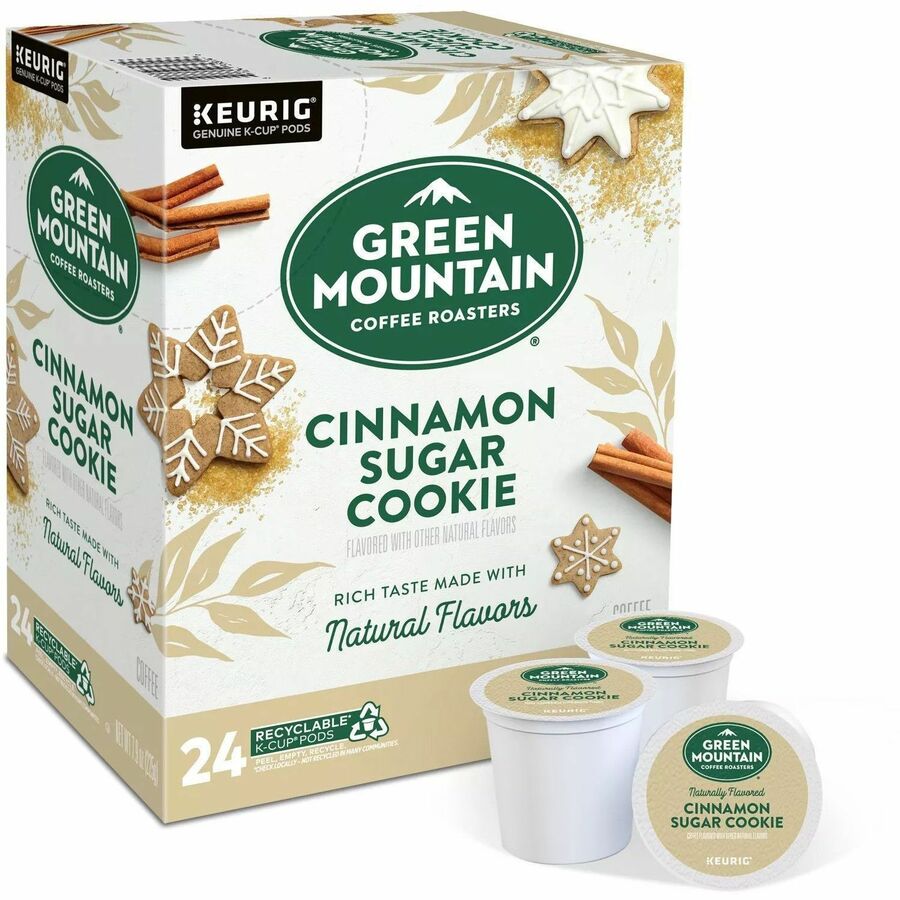 Green Mountain Coffee Roasters®, K-Cup, Pod Cinnamon Sugar Cookie Coffee - Compatible with Keurig K-Cup Brewer - Light - 24 K-Cup - K-Cup, Pod - Cinnamon Sugar Cookie - 4 / Carton