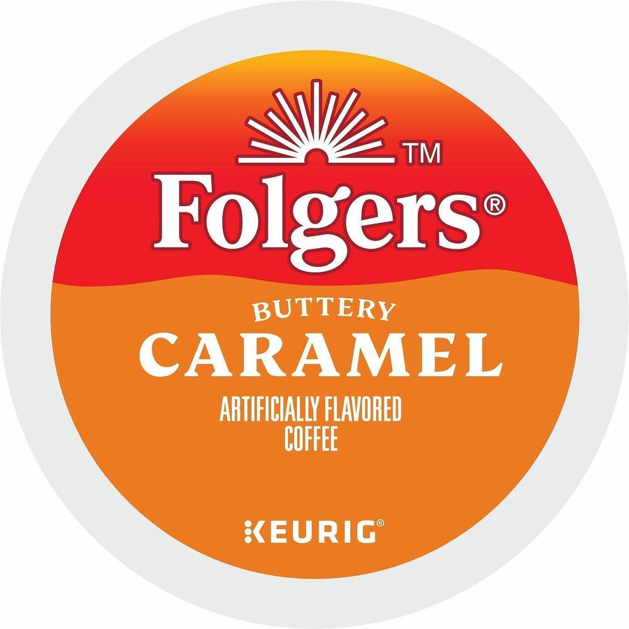 Folgers®, K-Cup Buttery Caramel Coffee - Compatible with Keurig K-Cup Brewer - Medium - 24 K-Cup - K-Cup - Buttery Caramel, Caramel, Arabica - 4 / Carton