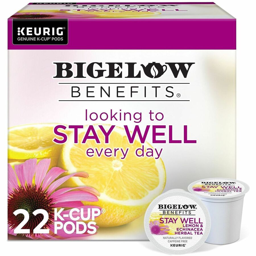 Bigelow®, Lemon & Echinacea Herbal Tea Herbal Tea K-Cup - Herbal Tea - 22 K-Cup - Caffeine-free - 4 / Carton