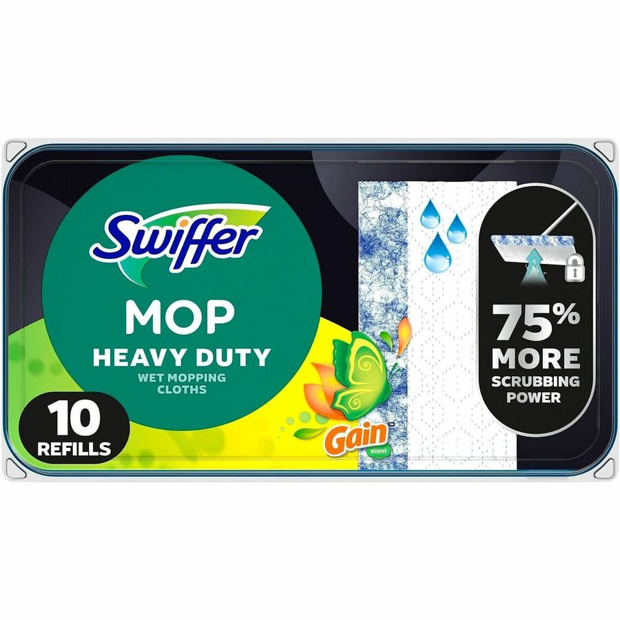 Swiffer Sweeper HvyDty Mop Cloths - Gain Original Scent - Heavy Duty - Blue - 10 Cloths/Pack - 6 / Carton
