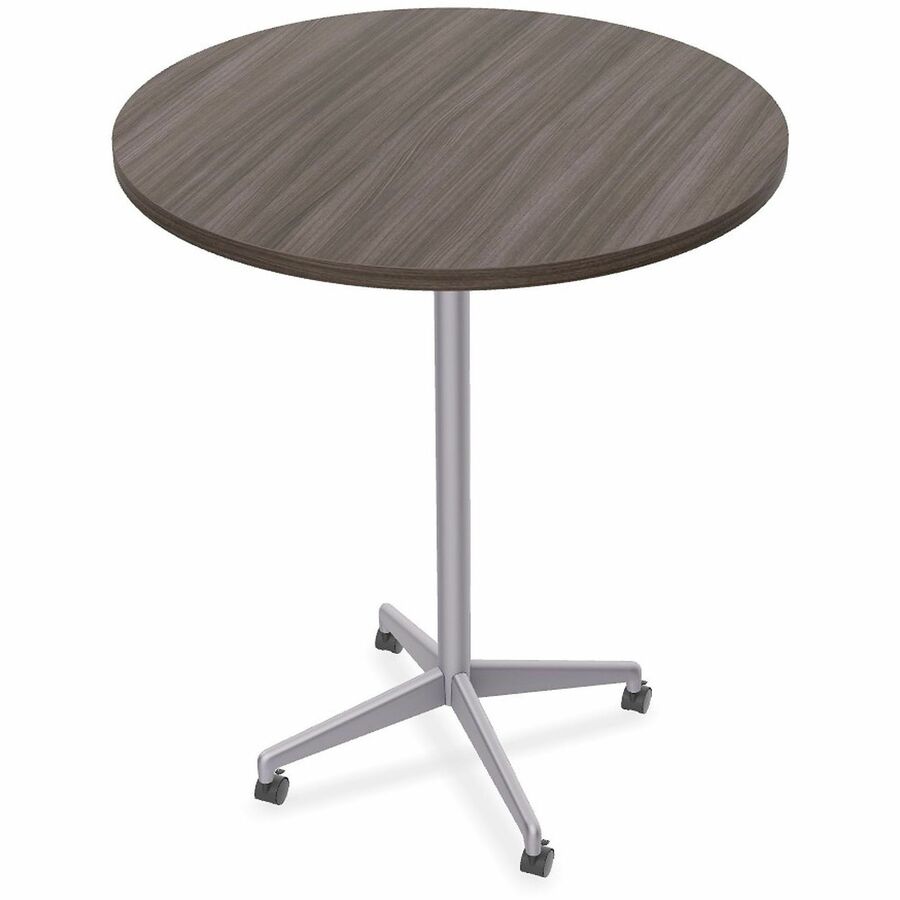 Special-T ZIA Series Hospitality Tables Collection - Round Top - Powder Coated X-shaped Base - Mid-Century Modern Style x 42" Table Top Diameter - 42" Height - Hospitality, Office - Assembly Required - Gray Driftwood - High Pressure Laminate (HPL) - Ca...