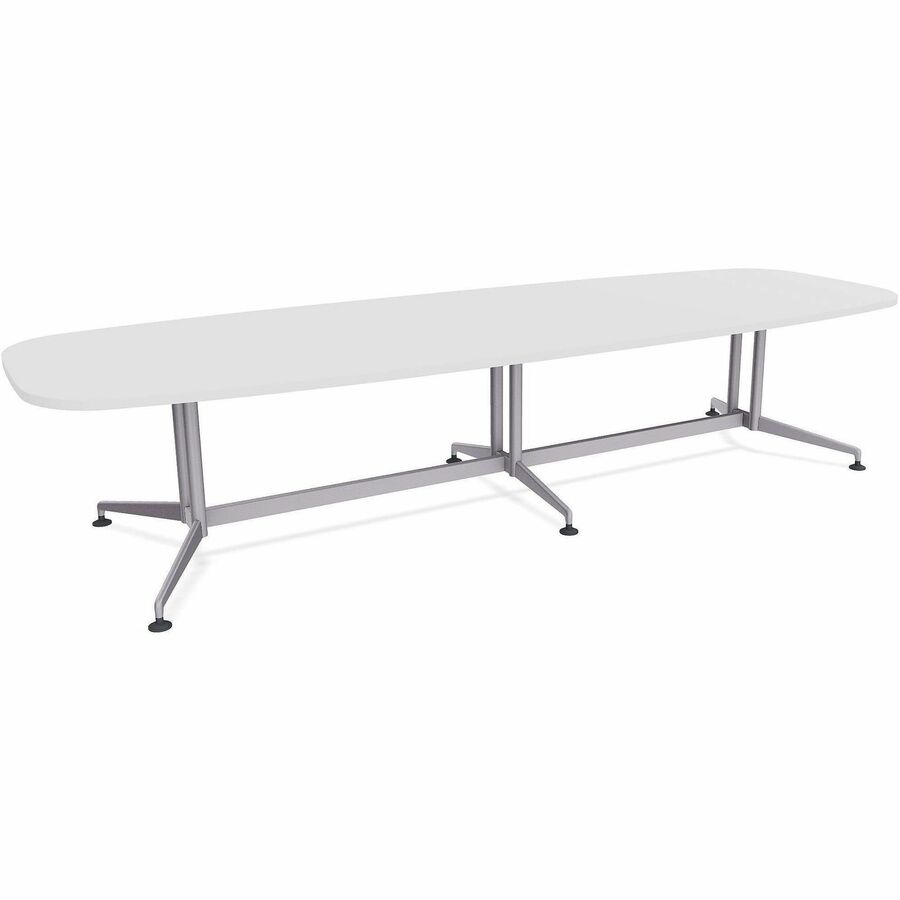 Special-T ZIA Series Conference Tables Collection - Elipse Top - Powder Coated Double Column Base x 10 ft Table Top Width x 48" Table Top Depth - 29" Height - Conference Room, Meeting - Assembly Required - White - High Pressure Laminate (HPL) - Cast Al...