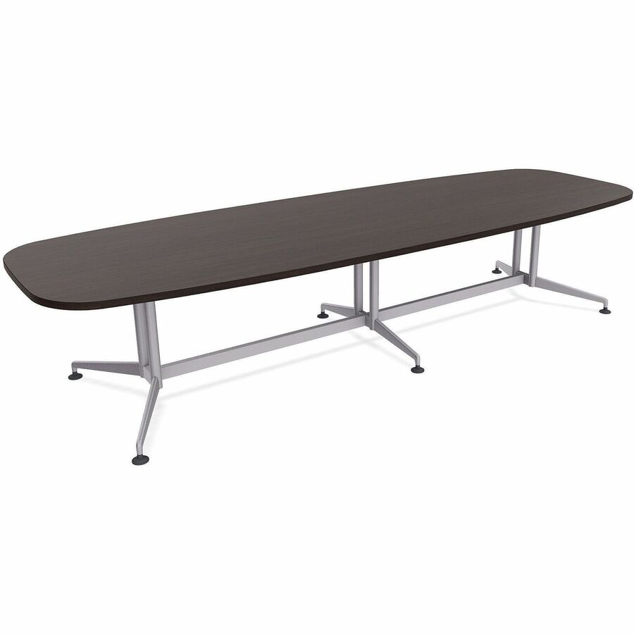Special-T ZIA Series Conference Tables Collection - Elipse Top - Powder Coated Double Column Base x 10 ft Table Top Width x 48" Table Top Depth - 29" Height - Conference Room, Meeting - Assembly Required - Ebony Recon - High Pressure Laminate (HPL) - C...