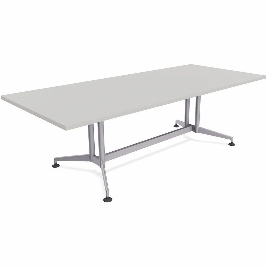 Special-T ZIA Series Conference Tables Collection - Rectangle Top - Powder Coated Double Column Base x 96" Table Top Width x 48" Table Top Depth - 29" Height - Conference Room, Meeting - Assembly Required - Gray - High Pressure Laminate (HPL) - Cast Al...