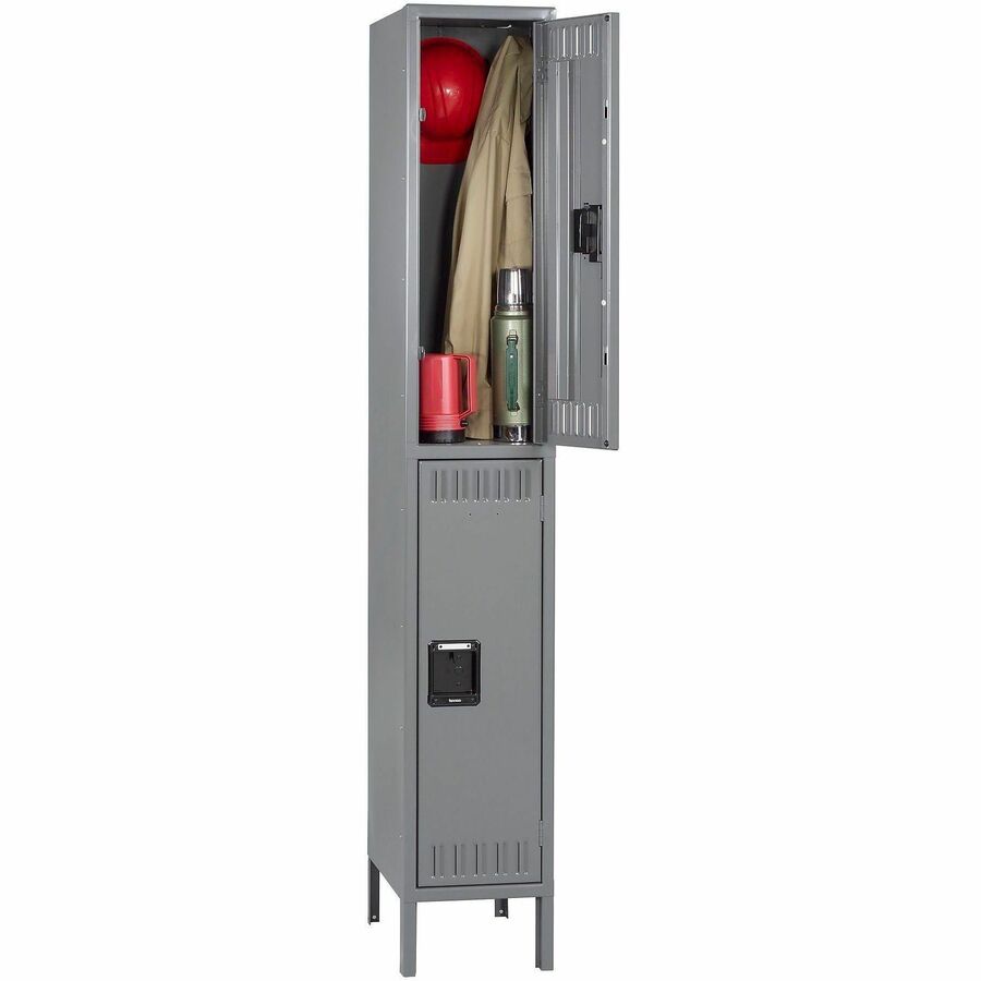 Tennsco Double-Tier Steel Lockers - 2 Tier(s) - Padlock Lock - Overall Size - WidthMedium Gray - Steel