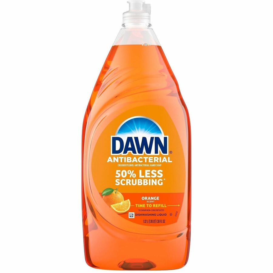 Dawn Dawn Dish Soap - For Dish, Hand - 38 fl oz (1.2 quart) - Citrus Scent - Recommended For: Bacteria Remover, Grease Remover, Residue Remover, Streak Remover, Germs Remover, Grime Remover - Anti-bacterial - Orange - 8 / Carton