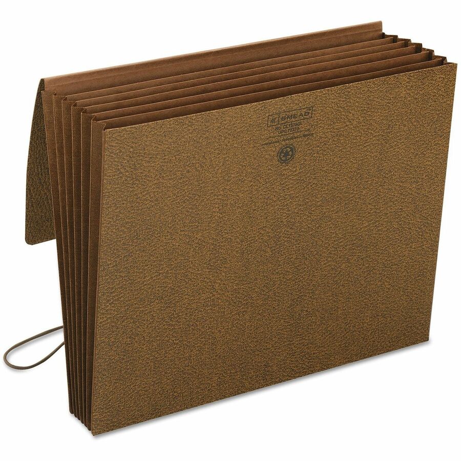 Smead Letter Expanding File - 8 1/2" x 11" - 5 1/4" Expansion - 6 Pocket - 5 Divider - Redrope - Brown - Flap and Cord Closure, Reinforced, Durable, Tear Resistant, Sturdy, Gusset - 30% Recycled - 1 Each